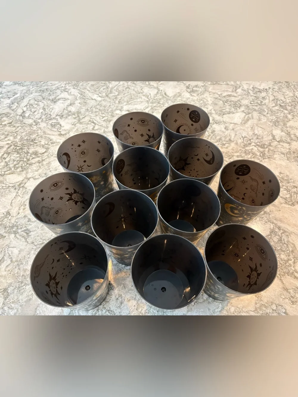 Cynthia Rowley Celestial Black Tumbler Cups, 16 oz, set of 12